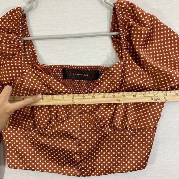 New Code X Mode Polka Dot Smocked Back Crop Top Size Large - Picture 5 of 9